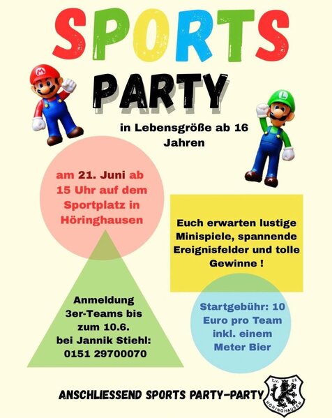 Plakat für das Sportwochenende des TV 08 Höringhausen